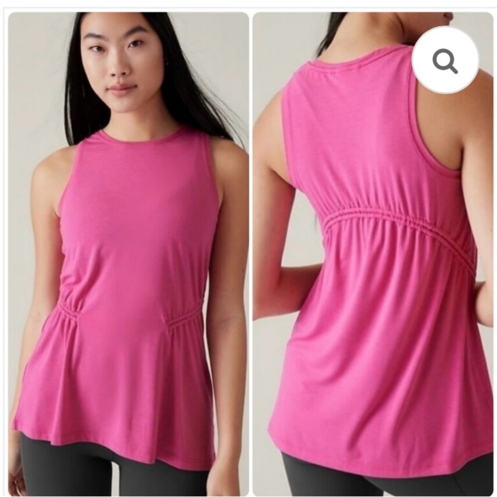 Athleta Air Out Cinch Vibrant Pink Sleeveless Tank Top. Size XL